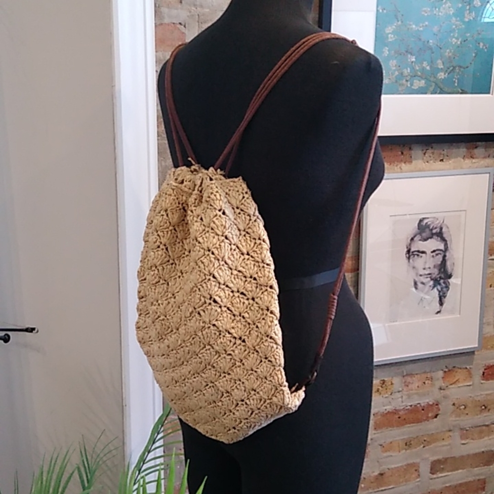 Old Navy Hemp Weave Backpack Tote